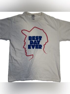 Mac Miller Best Day Ever Album T Shirt Mens L Gildan White Short Sleeve Tee Blue